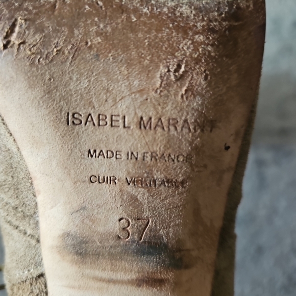 Isabel Marant Womens Tan Dicker  Suede Calfskin Leather Designer Ankle Bootie 37 - Picture 11 of 14